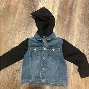 SHEIN Kids Blue Denim Jacket with Black Hood
